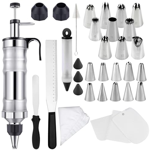 Ziyero Siringa per Dolci Professionale, Kit Pasticceria Professionale Beccucci Sac a Poche Set Pasticceria Sparabiscotti Professionale, Kit per Torte Cupcakes Biscotti