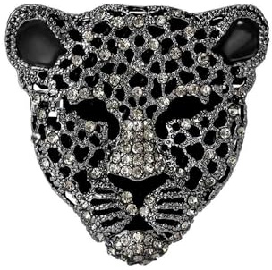GamTelightpe - Broche de leopardo vintage con circonita brillante, broche para mujer, regalo para día de Año Nuevo, color negro, Acero inoxidable Diamante de imitación