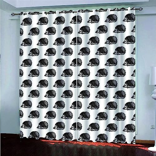Vorhang Blickdicht 3D Tier Süßer Igel - 2 Stücke Verdunklungsvorhänge Mit Ösen Schlafzimmer Wohnzimmer Schallschutz Vorhang Verdunkelung Gardinen, 2 X 85 X 200 Cm - Kinder Vorhänge -4X9Z4I2K4T8C6O8L7M