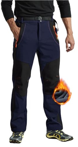 Rdruko Pantalon de ski pour homme - Imperméable - Pantalon Softshell d'hiver - Coupe-vent - Pantalon de randonnée - Pantalon d'hiver chaud - Doublure thermique - Pantalon de snowboard - Pantalon de