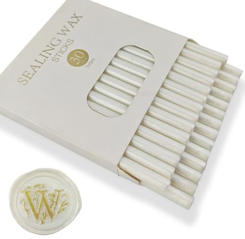 Wachs-Siegel-Stick, Ioggtser 30 PCS Mini Klebepistole Wachs-Siegel-Stick für Wachs-Siegel-Stempel, Siegel-Wachs-Sticks für Hochzeit Einladungen, Karten, Umschläge (Pearl White)