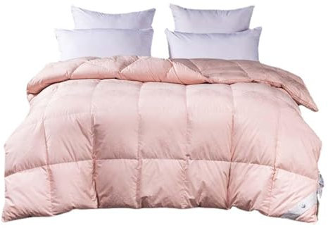 Piumino In Fibra di Piumino D'oca Queen Size - Inserto Piumino Imbottito In Piumino Extra Caldo - Piumino Soffice con Potere di Riempimento 750 - Piumino da Letto In Cotone a 150 Fili,Pink-220*240cm
