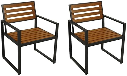 DEGAMO Gartenstuhl Gartensessel RAGUSA, Metall anthrazit + Akazie braun geölt, Outdoor, 2 STÜCK