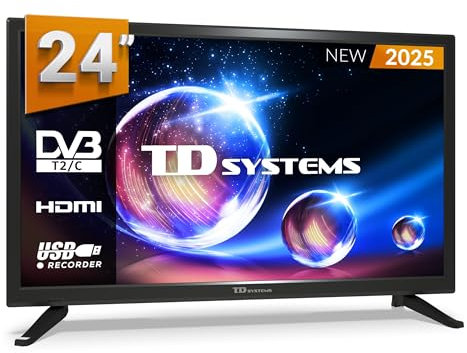 TD Systems - TV 24 Pollici HD Senza Smart TV, DLED, DVB-T2/C/S2, HDMI, USB, Hotel Mode, Modello 2025 - PRIME24M20H