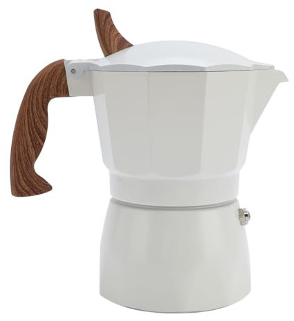 TOPINCN Cafetière Italienne à Double Valve, 80 Ml, en Alliage D'aluminium, Percolateur Manuel pour café Cubain, pour L'extérieur, les Voyages, le Camping, la Maison et le Bureau (WHITE)