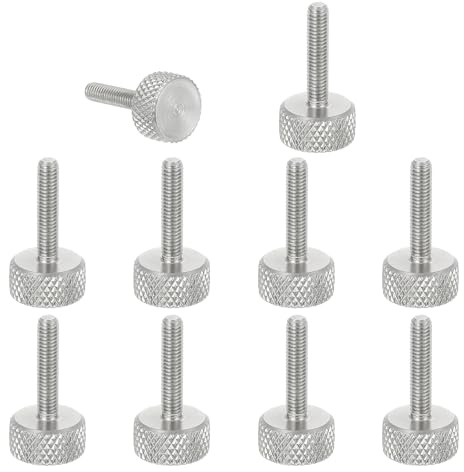 sourcing map Rändelschrauben, M3 x 14 mm, 304 Edelstahl, Flachkopf-Rändelschrauben, metrische Diamant-Rändelkopfschrauben, Griffknöpfe, handfest, Gewindebefestigungen, 10 mm Durchmesser, 10 Stück