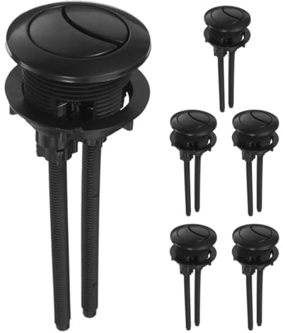 SOPOTUTU 6 Válvulas De Descarga De Inodoro con Botón Pulsador De Doble Descarga, Ajustable para De Inodoro, Accesorio De Cisterna, Color Negro.