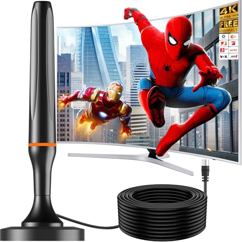 DVBT2 Antenna, DVB-T/DVB-T2 Antenna, Strongest Rod Antenna for Digital Television, DAB Radio and DVB-T2 Tuner, Maximum Signal Quality, with Magnetic Base, 3M Cable