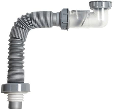 Gettimore Kitchen Sink Drain Hose Set with Stretchable Tube 34-117cm and Stop Valve, ABS+PP Anti-Odour Filter for Washbasin or Bathroom, Grey