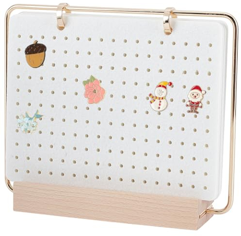 SUNNYCLUE Présentoir à Broches avec Calendrier 6 page en Feutre pour Ranger 180 broches Ou Plus Blanc à Poser Sur une Table Ou un Bureau Base en Bois Idéal pour les Vendeurs et Collectionneurs de Bijo
