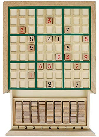 Andux Zona Legno Sudoku Tavola Giochi Con Cassetto SD-02 (Verde)
