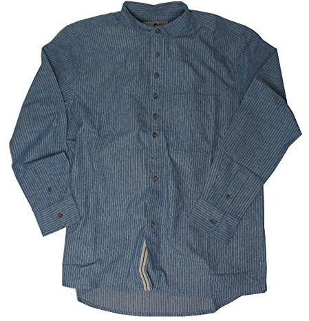 McLaughlin's Irish Shop Irisches Stehkragenhemd aus glatter Baumwolle im blauweißen Streifenmix (XL)