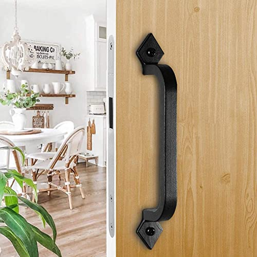 goldenwarm Schmiedeeisen Türgriff Scheunentor Griff 1 Stück Ziehgriff Türbeschlag 203mm Torbeschlag Barn Schiebetür Griffe Schwarz