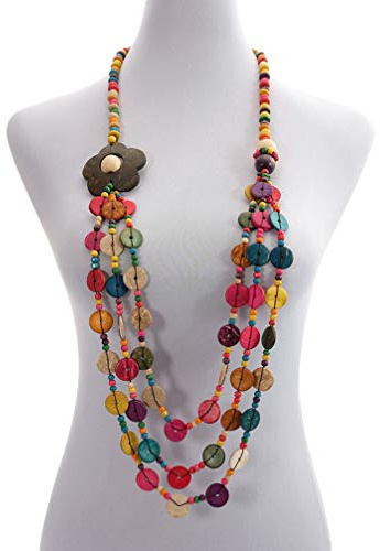 Amosfun Collier Femme Boho RéTro - Pendentif Plage Tricoté à La Main Avec Perles En ColoréEs - Bijoux Fantaisie
