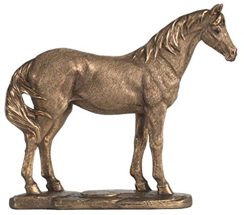 A & B Dekofigur Pferd, stehend, 21,1 cm, Antik-Gold, ideal für drinnen und draußen