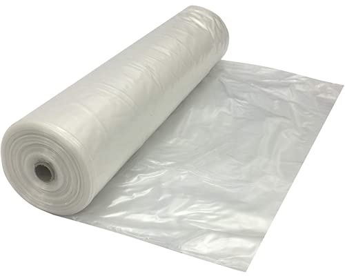 Farm Plastic Supply - Clear Plastic Sheeting - 10 mil - (5' x 100') - Thick Plastic Sheeting, Heavy Duty Polyethylene Film, Drop Cloth Vapor Barrier Covering for Crawl Space