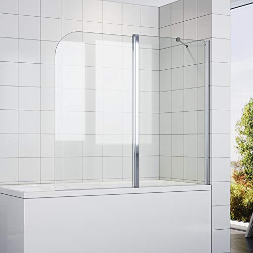 SONNI Duschvägg för badkar 120 x 140 cm (B x H) med stabilisator, duschvägg badkarsfäste, duschskiljevägg