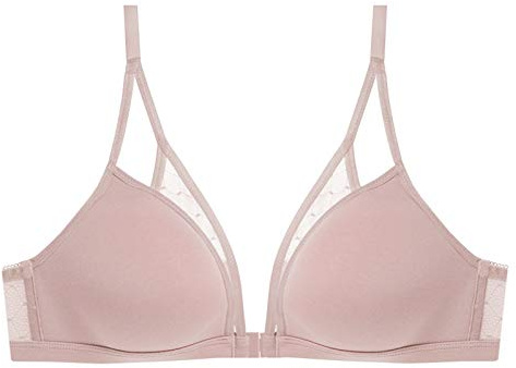 WENJUN Bralette für Frauen, Triangel-Cups, Frontverschluss, nahtloser Spitze, dünner BH, schöne Push-up-BHs (Farbe: Pink, Größe: 80A)