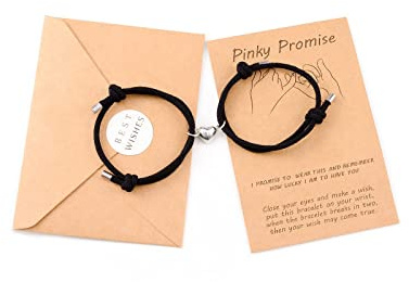VU100 2 Pièces Couple Bracelet Magnétique Attraction Magnétique, Couple Amour Amitié Tissage, Cadeau Pour Amant Famille Meilleur Ami Petite Amie Mère Sœurs Noir + Noir