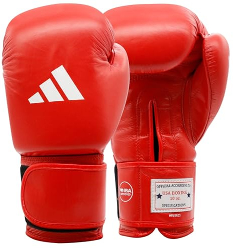 adidas Guantoni da boxe in velcro IBA per allenamento, pugni e boxe, per uomini e donne (340 g, rosso)