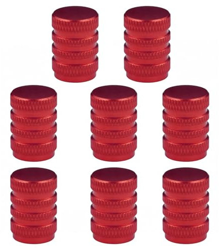 8 PCS Cappucci per valvole in alluminio alta qualità,Tappi aria per pneumatici per auto,Coperture per valvole universali per pneumatici,accessori per tappi valvole per, Rosso