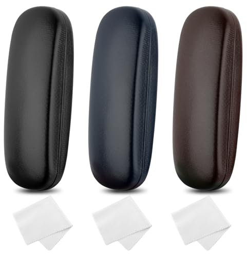 TNOMSNO 3PCS Custodia Occhiali Rigida, Custodia Per Occhiali Custodia Rigida Occhiali con 3 Panno, Custodia Rigida per Occhiali da Sole per Occhiali da Lettura, Occhiali da Sole