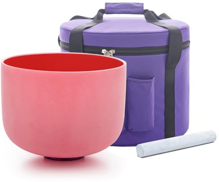 Hye-eun 10 Zoll Rot Kristall klangschale 432 hz C-Note Wurzelchakra Crystal Singing Bowl mit Tragetasche, für Yoga Heilung Klang Energie Vibration