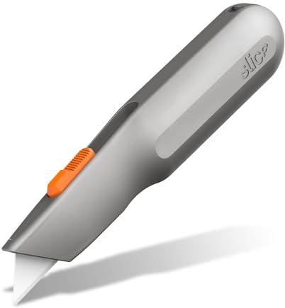 Slice 10490 Cuttermesser mit Metallgriff • Profi Cutter Sicherheitsmesser mit Trapezklinge • Manuelle Klingenverstellung mit 3 Schnitttiefen • Rostfreie Keramikklinge • Trapezmesser