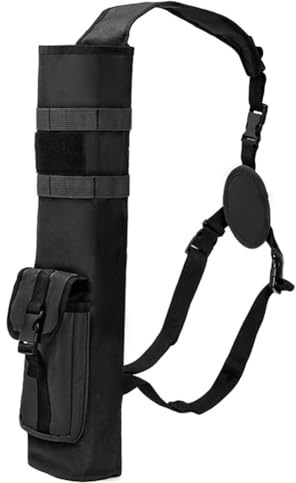 Archery Arrow Quiver, Lightweight Adjustable Dual Use Back and Shoulder Quiver, Arrows Holder Bag with Multipurpose Pocket for Bow Hunting, Target Practice and Outdoor Archery (Black)