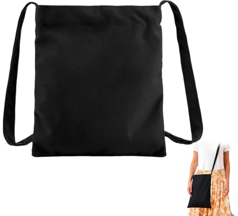 Reccisokz Bolso De Tela Con Botones MagnéTicos, Bolso Tote, Material De Lona, Gran Capacidad, Adecuado Para Ir De Compras, Para Guardar CosméTicos (Negro)