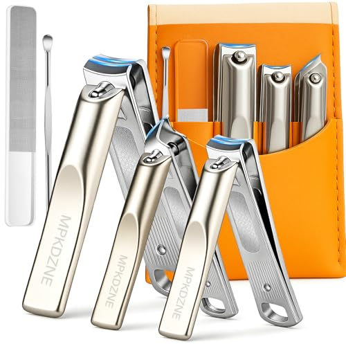 Professionelles Nagelknipser-Set, 5-teiliges Maniküre-Set, Edelstahl-Zehennagelknipser, Heim- und Familienreise-Essentials, Präzisionspflege-Set mit tragbarer Hülle, gebürstetes Silber