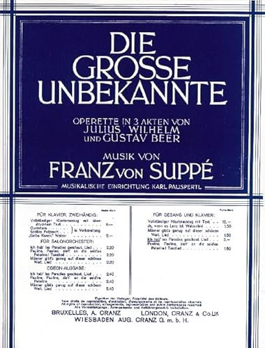 Ich hab ins Paradies geschaut: aus Die große Unbekannte. Singstimme und Klavier.