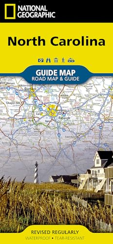 North Carolina Guide Map by National Geographic – Waterproof Foldable Road & Travel Map Featuring Asheville, Outer Banks, Blue Ridge Parkway & State Parks (National Geographic Guide Map)
