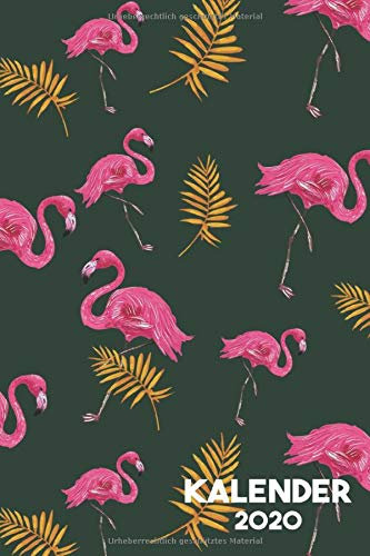 Kalender 2020: Terminkalender Wochenplaner 2020 Zum Organisieren Und Planen Mit 146 Seiten - Taschenkalender und Terminplaner 2020 (ca Din A5) Motiv: Flamingo Muster Grün Tropisch
