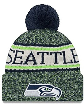 New Era ONF18 Sport Knit Bommelmütze Seattle Seahawks Blau Grün