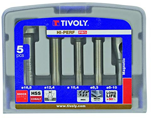 Tivoly 10331670006 FNH04 4-teilig Nussbaum DIN 335C HSS Cobalt 5% bis 90° Ø 8,3 bis 16,5 mm + 1 Entgratfräser 5-10