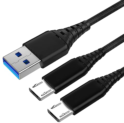 2Pack 3M Cable Chargeur pour Sony Manette PS4,PlayStation 4,DualShock 4,PS4/ PS4 Pro/ PS4 Slim,Xbox One/Xbox One S/Xbox One Elite/Xbox One X,Cordon de Recharge Nylon Tressé,Micro USB
