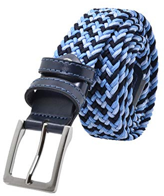 GRESEL Elastischer Geflochtener Gürtel Herren Damen – Flechtgürtel mit Echtleder-Einsätzen, Verstellbar, Stretch Gürtel für Jeans, Hose, Freizeit, Business