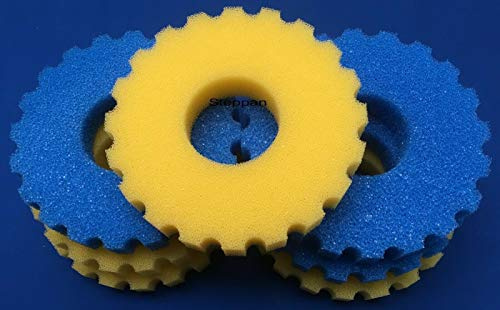 Steppan 1 Set Ersatzfilter für SunSun CPF 15000 Druckfilter. Das Set besteht aus 3 x Filterschwamm blau grob und 4 x Filterschwamm gelb feinporig. Durchm. ca. 260 mm und die Höhe ca. 50 mm pro Matte.