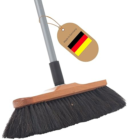 Novaliv Zimmerbesen mit Stiel ROSSHAAR Mischung Besen weiche Borsten Schrankbesen mit Teleskopstiel Gemischtes Rosshaar Idealer Besen für Laminat und Parkett Rosshaarbesen Naturborsten Stubenbesen