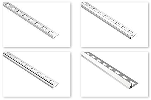 Binari per piastrelle HEXIM/Binari in acciaio inox, argento lucido 2 m - Ampia scelta di altezze e profili dei binari, acciaio inox V2A - Profilo tondo 11 mm