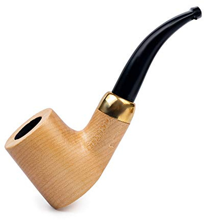 Dr. Watson - Tabakpfeife, klassische Kirschholzform, handgefertigt aus Ahornholz, passend für 9mm Filter (Natur)