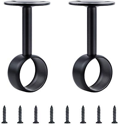 INCREWAY Gardinenstangenhalterung für die Decke, Edelstahl, 32 mm Innendurchmesser, Deckenhalterung, langlebig, Halterungen, 2 Stück, Schwarz