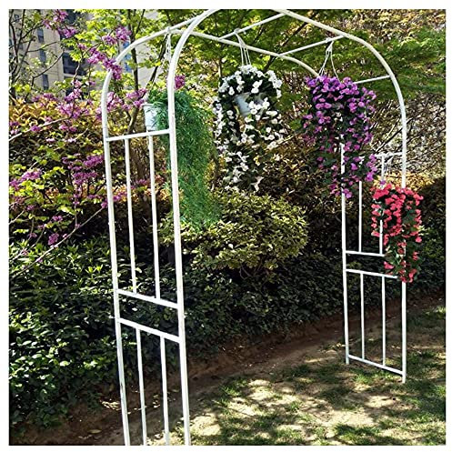 JRPT Arceau À Rosiers en Métal pour Plantes Grimpantes,Arche de Jardin avec Base,Arcade Allée Entrée/Blanc / W2.6m×H2.4m