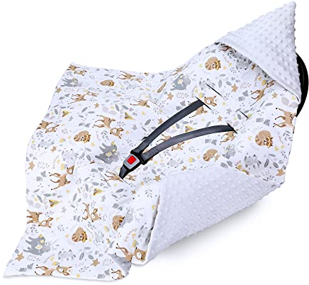 Sacco ovetto coperta invernale 90x90 cm - universale lavabile copertina per passeggino bebe per seggiolino auto bambino o swaddle neonato 0-6 mesi Oeko-Tex Cervo Grigio Chiaro