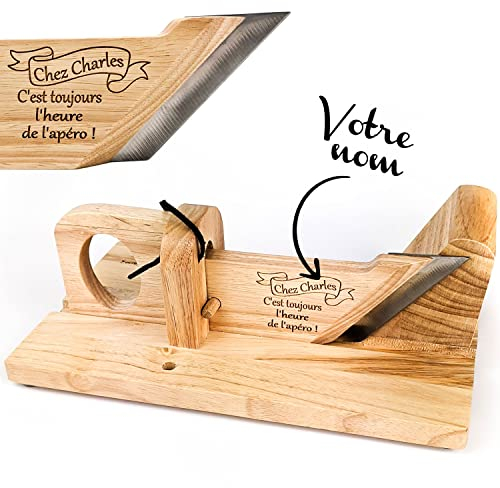 KDO MAGIC - Guillotine Saucisson personnalisé - Trancheuse gravée avec votre texte - Guillotine apéro Personnalisable - Cadeau Papa, Homme, Noël - Idée cadeau fête des pères (Modèle Apéro)