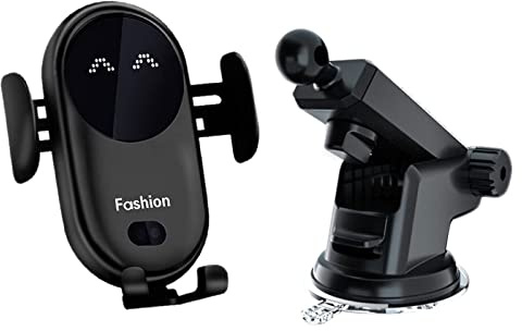 LYEAA Wireless Car Charger with Suction Cup Mount, Universal Infrared Sensor Automatic Clamping Cell Phone Mount, 10W Smart Fast Charging Auto-Clamping Air Vent Car Phone Holder