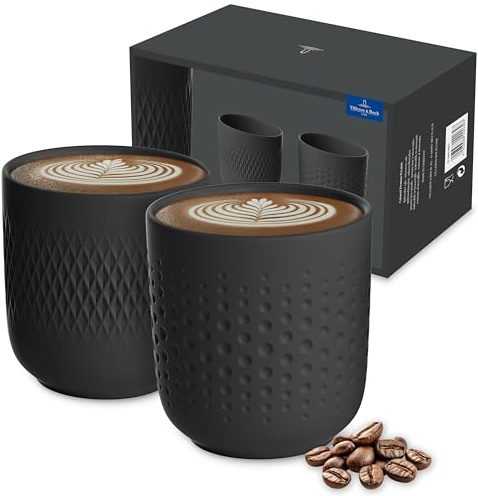 Villeroy & Boch – Manufacture Kaffeebecher Schwarz, Spülmaschinenfest, Mikrowellensicher, Tasse, Kaffeetasse, Trinkgeschirr, Becher, Premium Porzellan