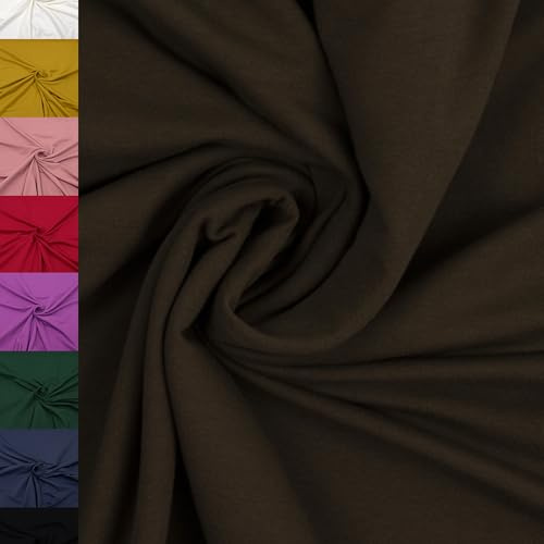 MAGAM-Stoffe Finn Jersey Stoff uni Oeko-Tex Meterware 50cm (27. Dunkelbraun)