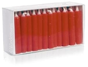 Candele a piramide, luci per bambole, 65 x Ø 10 mm, colore rosso, 50 pezzi